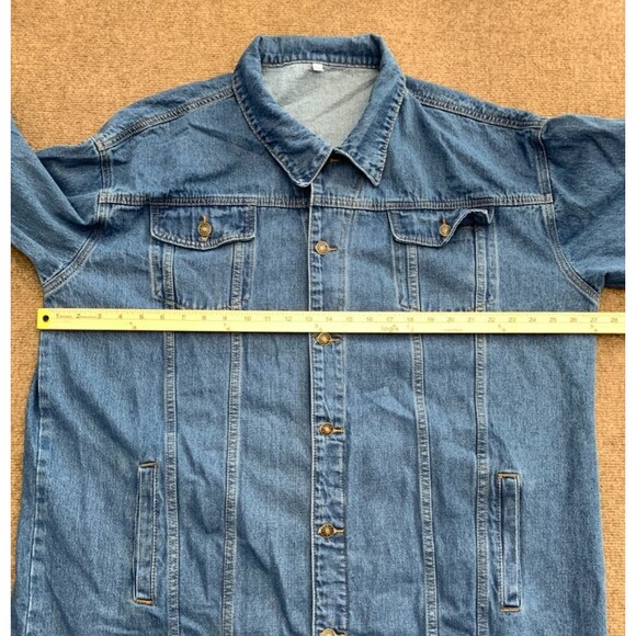 Womens Denim Jacket Size 4XL Boyfriend Trench Long Trucker Oversized Button-Up - Picture 6 of 9